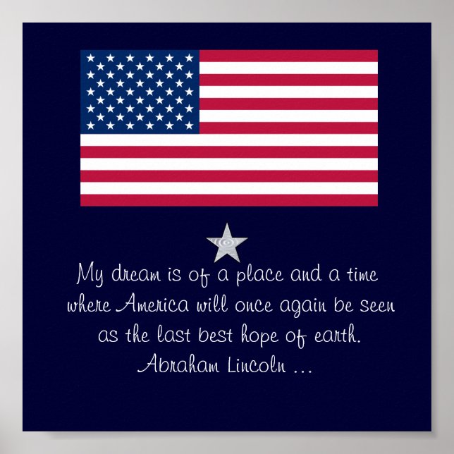 Abraham Lincoln 4 juli-citat Flaggposter Poster (Framsidan)