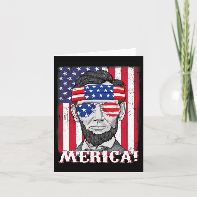 Abraham Lincoln 4 juli Merica amerikansk flagga B Kort (Framsida)