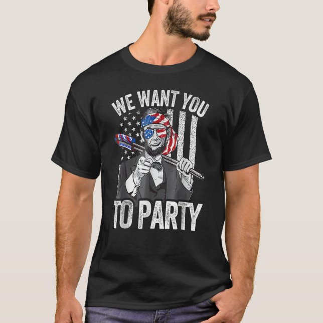 Abraham Lincoln 4th Of July Men American USA Flag T Shirt (Framsida)