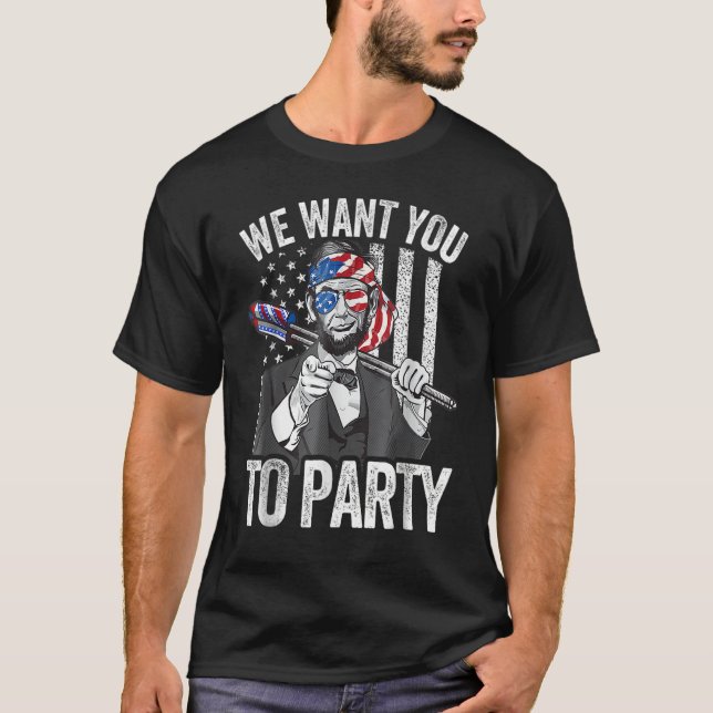 Abraham Lincoln 4th Of July Men American USA Flag T Shirt (Framsida)