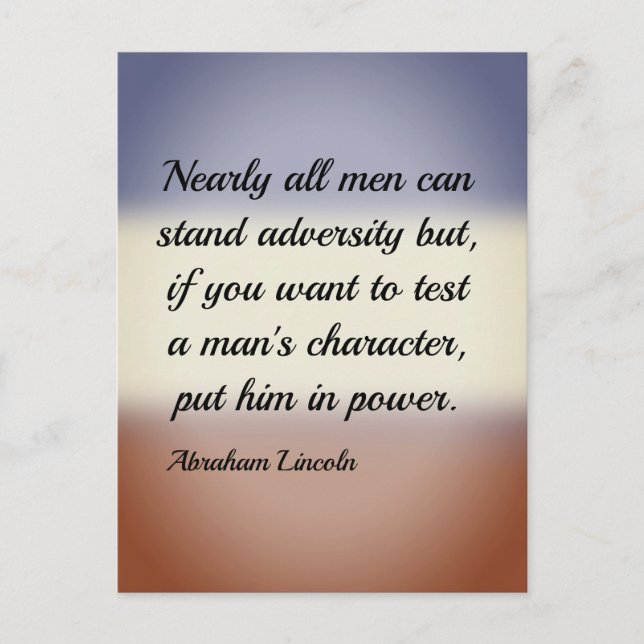 Abraham Lincoln Adversity and Power Quote Vykort (Framsida)