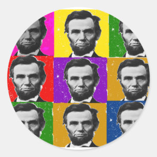 Abraham Lincoln Art Gifts - Unika 9 foton Runt Klistermärke
