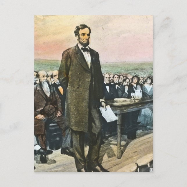 Abraham Lincoln återförenar Gettysburg Adress Vin Vykort (Framsida)