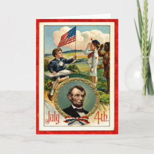 Abraham Lincoln barnvintage 4th Juli Kort