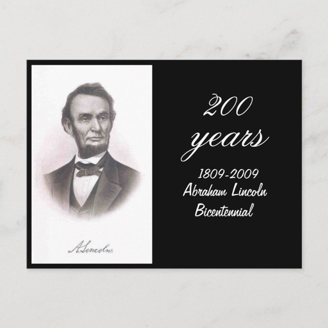 Abraham Lincoln Bicentennial Minnesmärke Vykort (Framsida)