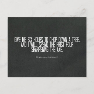 Abraham Lincoln "chop down a träd" citat Vykort