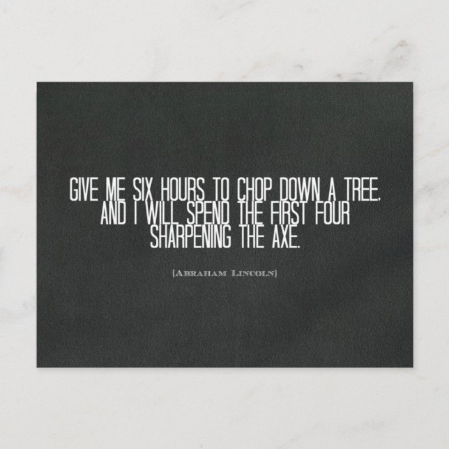 Abraham Lincoln "chop down a träd" citat Vykort (Framsida)