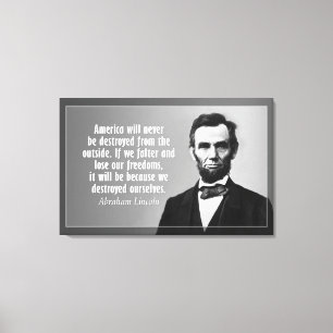 Abraham Lincoln citationstecken på Amerika Canvastryck
