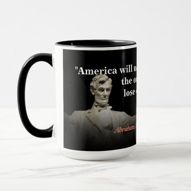 Abraham Lincoln citationstecken på Amerika Mugg (Vänster)