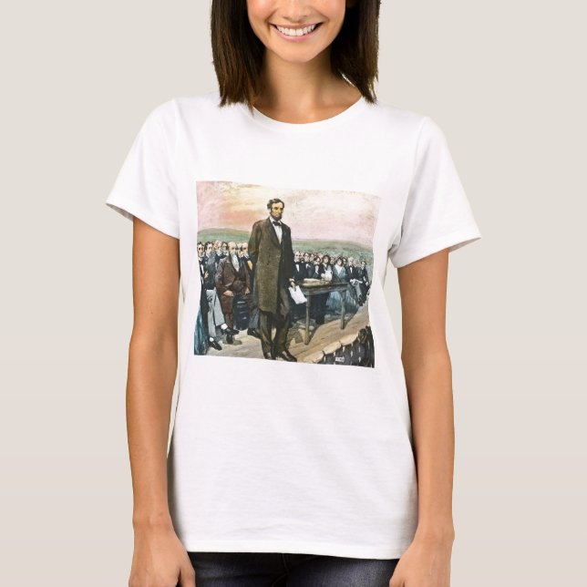 Abraham Lincoln deklamerar den Gettysburg adressen Tee Shirt (Framsida)