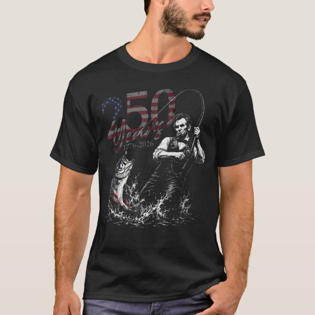 Abraham Lincoln Fiske 250 År Abborre Fisk 4:e T Shirt (Framsida)