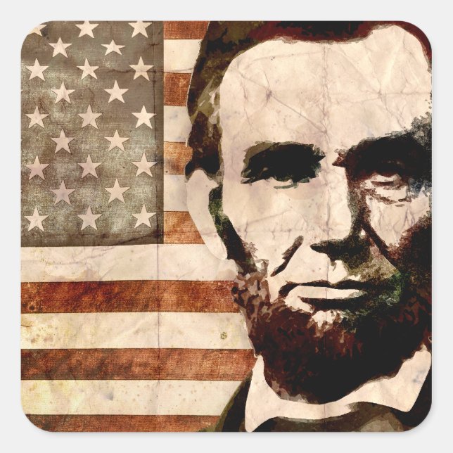 Abraham Lincoln Fyrkantigt Klistermärke (Framsida)