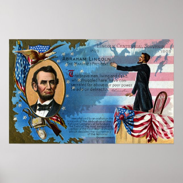 Abraham Lincoln Ge Gettysburg Adress Poster (Framsidan)