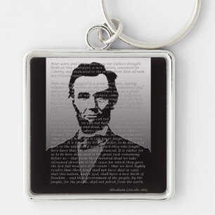 Abraham Lincoln Gettysburg adress Fyrkantig Silverfärgad Nyckelring