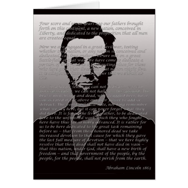 Abraham Lincoln Gettysburg adress Hälsningskort (Framsidan)