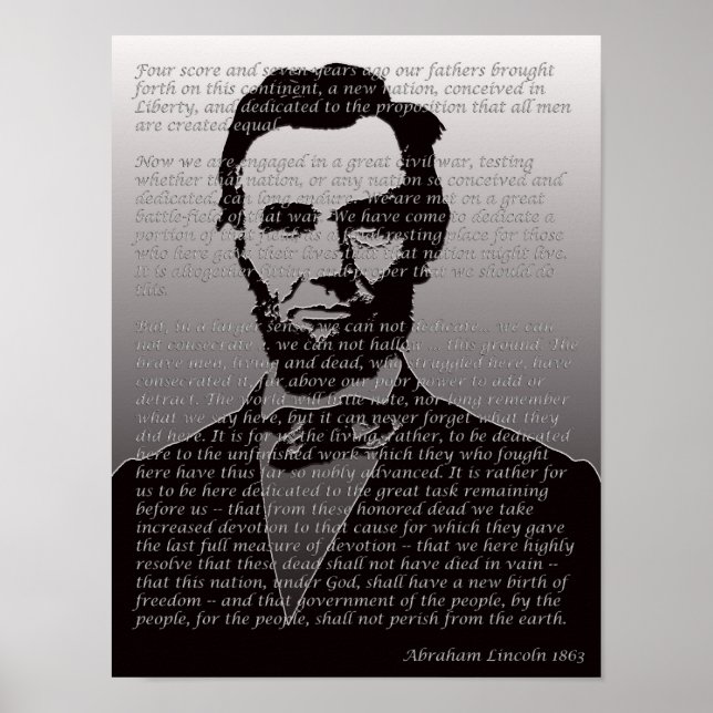 Abraham Lincoln Gettysburg Adress Porträtt Poster (Framsidan)