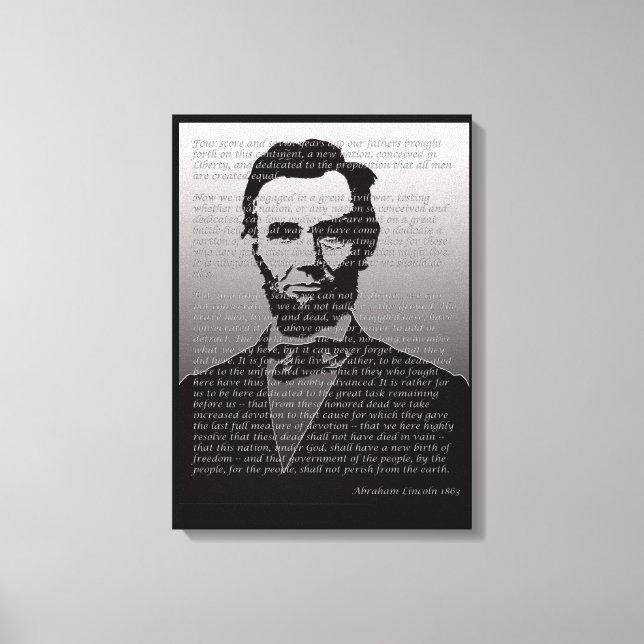 Abraham Lincoln Gettysburg Adress Porträtt Skriv u Canvastryck (Framsida)