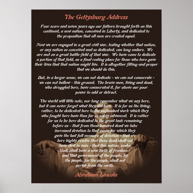Abraham Lincoln - Gettysburg Adress Poster (Framsidan)