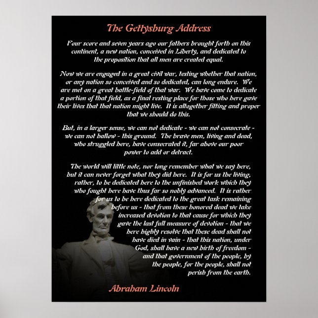 Abraham Lincoln - Gettysburg Adress Poster (Framsidan)