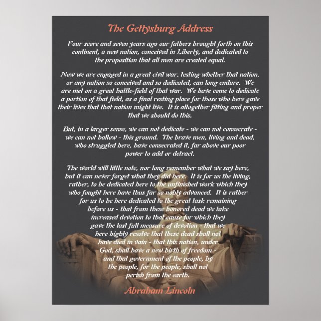 Abraham Lincoln - Gettysburg Adress Poster (Framsidan)