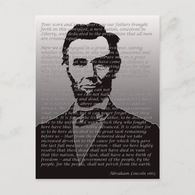 Abraham Lincoln Gettysburg Adress Vykort (Framsida)