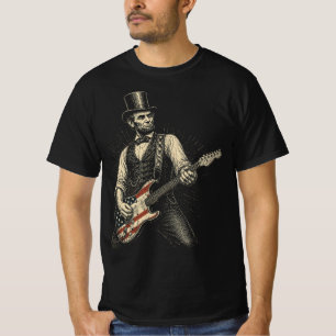 Abraham Lincoln Gitarr Amerikansk Flagga T Shirt