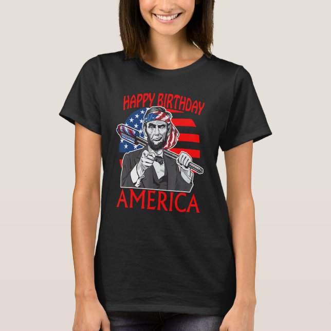Abraham Lincoln Grattis på födelsedagen America T Shirt (Framsida)