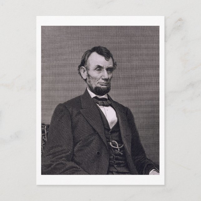 Abraham Lincoln, graverad från ett fotografi av Wi Vykort (Framsida)