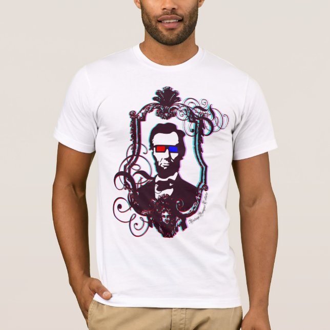 Abraham Lincoln i exponeringsglas 3D Tee (Framsida)