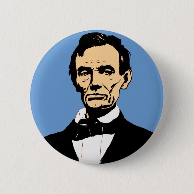 Abraham Lincoln illustration på blått Knapp (Framsida)