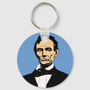 Abraham Lincoln illustration på blått Nyckelring