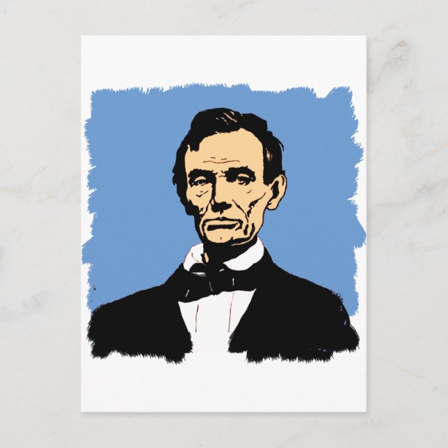 Abraham Lincoln Illustration på Blue Vykort (Framsida)