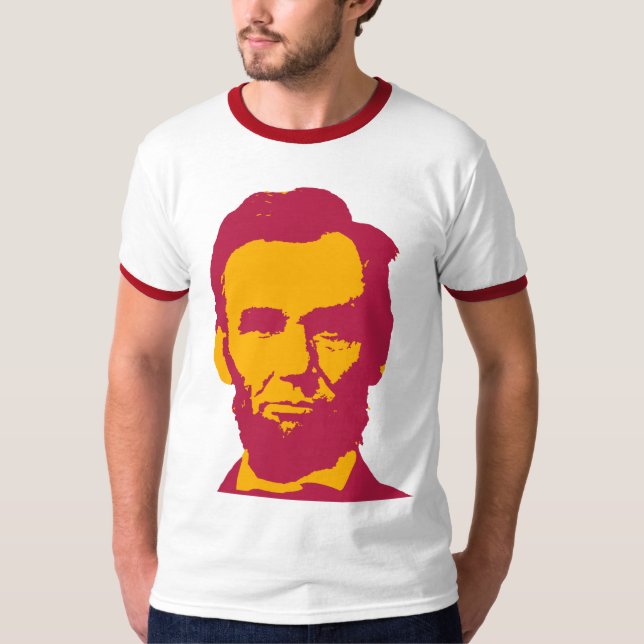 Abraham Lincoln in Pop Art Orange & Red Tee (Framsida)