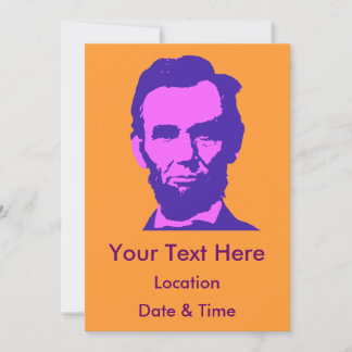 Abraham Lincoln in Pop Art Rosa & Lila Inbjudningar
