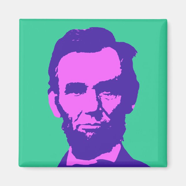Abraham Lincoln in Pop Art Rosa & Lila Magnet (Framsidan)