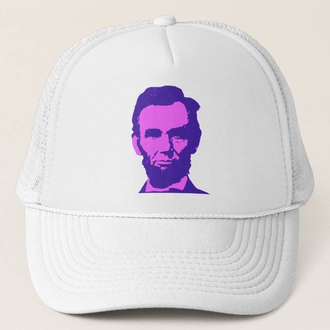 Abraham Lincoln in Pop Art Rosa & Lila Truckerkeps (Framsida)