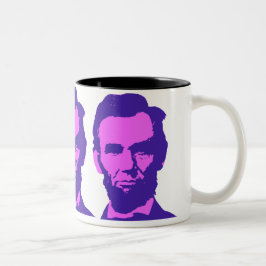 Abraham Lincoln in Pop Art Rosa & Lila Två-Tonad Mugg