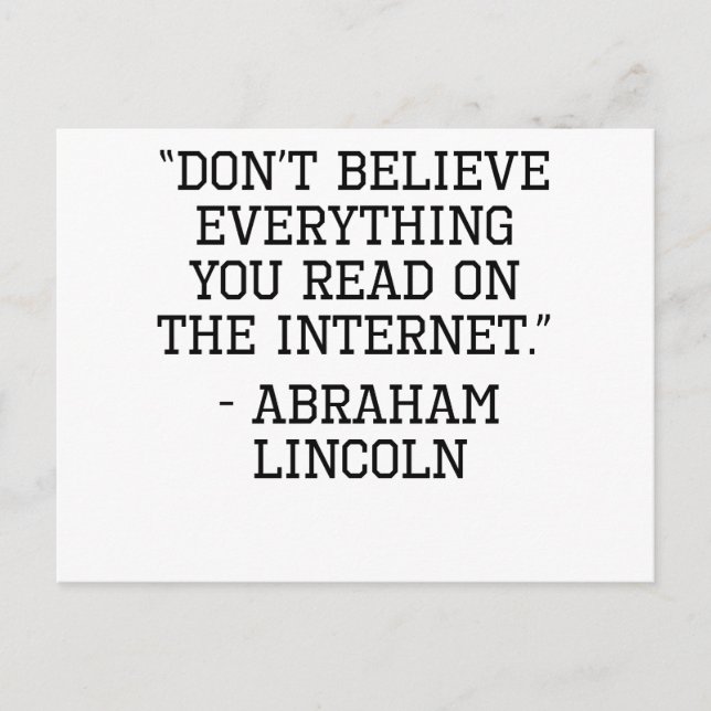 Abraham Lincoln Internet Quote Vykort (Framsida)