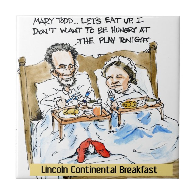 Abraham Lincoln & Mary Todd Breakfast i bed Kakelplatta (Framsidan)