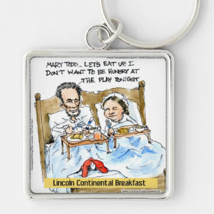 Abraham Lincoln & Mary Todd Frukost I Säng Fyrkantig Silverfärgad Nyckelring