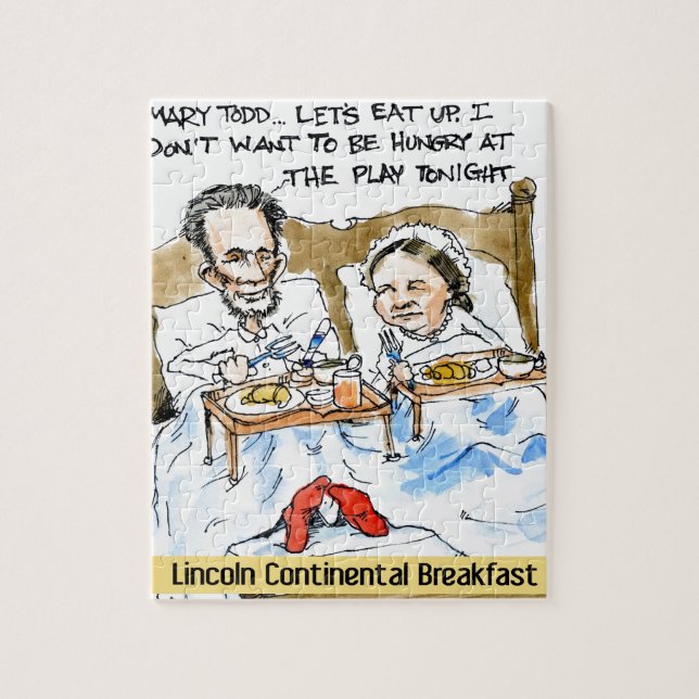 Abraham Lincoln & Mary Todd Frukost I Säng Pussel (Vertikal)