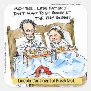 Abraham Lincoln & Mary Todd Frukost I Sängen Fyrkantigt Klistermärke