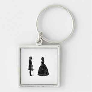 abraham lincoln mary todd lincoln silhuett fyrkantig silverfärgad nyckelring