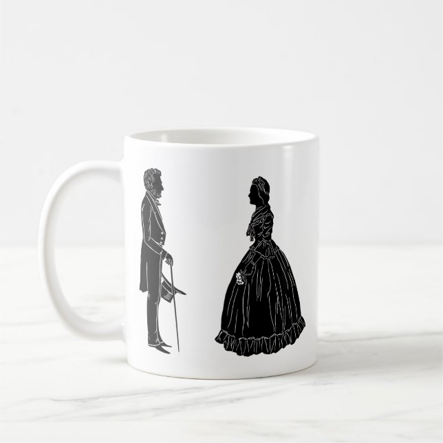 abraham lincoln mary todd lincoln silhuett kaffemugg (Vänster)