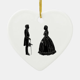 abraham lincoln mary todd lincoln siluett ballong julgransprydnad keramik