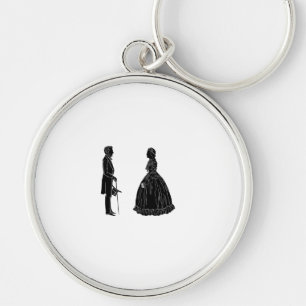 abraham lincoln mary todd lincoln siluett ballong rund silverfärgad nyckelring