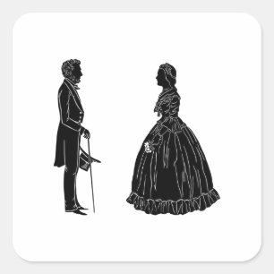 abraham lincoln mary todd lincoln siluett fyrkantigt klistermärke