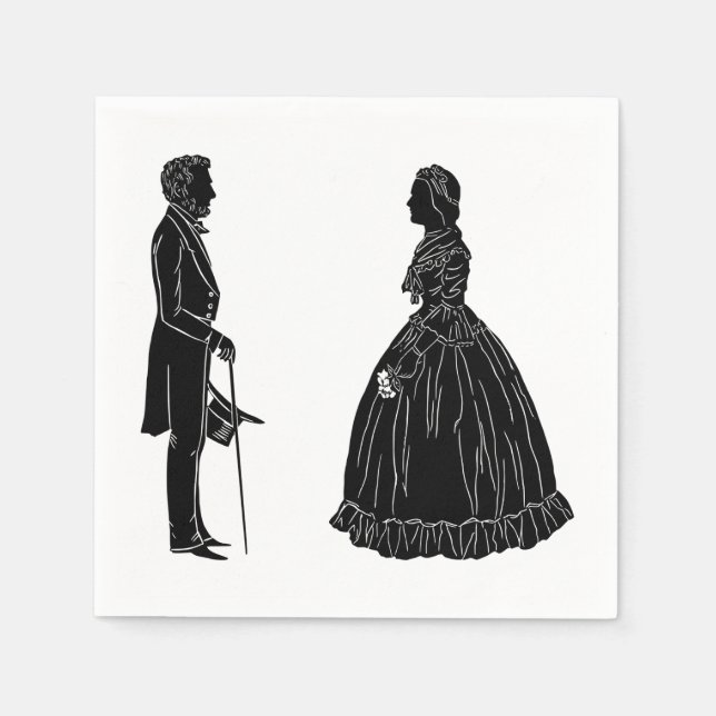abraham lincoln mary todd lincoln siluett pappersservett (Framsidan)