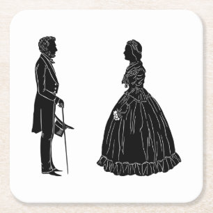abraham lincoln mary todd lincoln siluett underlägg papper kvadrat