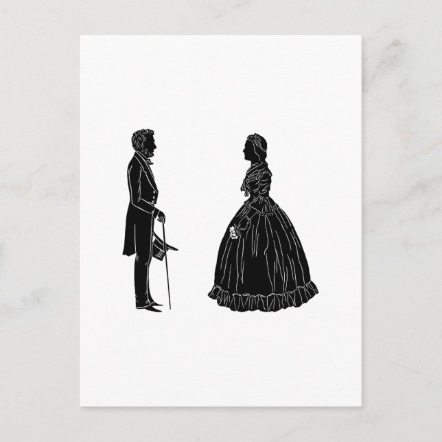 abraham lincoln mary todd lincoln siluett vykort (Framsida)